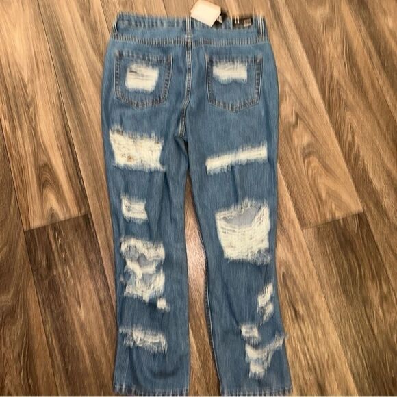 Fashion Nova Get Ready Distressed Boyfriend Jeans NWT SZ 13 - Picture 8 of 11